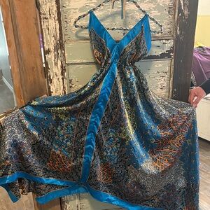 Elegant Blue and Gold Hankercheif Dress